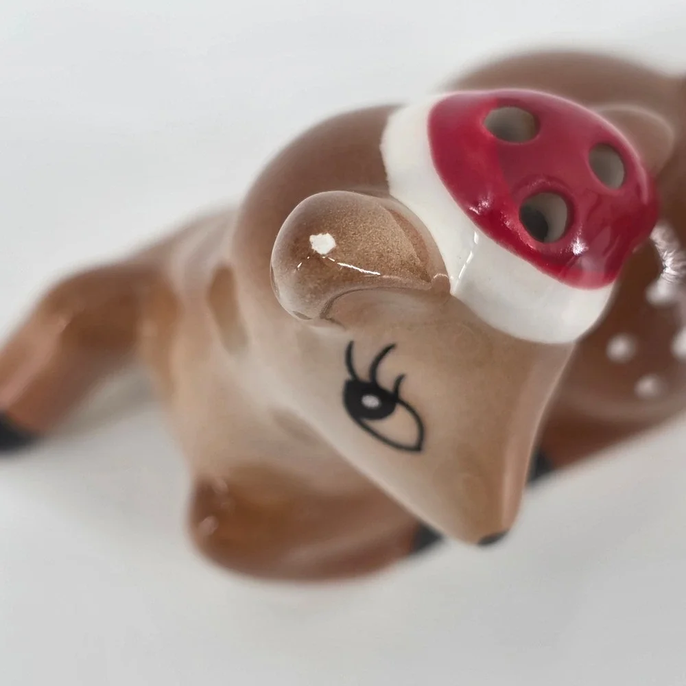 Cracker Barrel Ceramic Reindeer Salt Pepper Shakers Christmas Holiday 2.5'' tall
